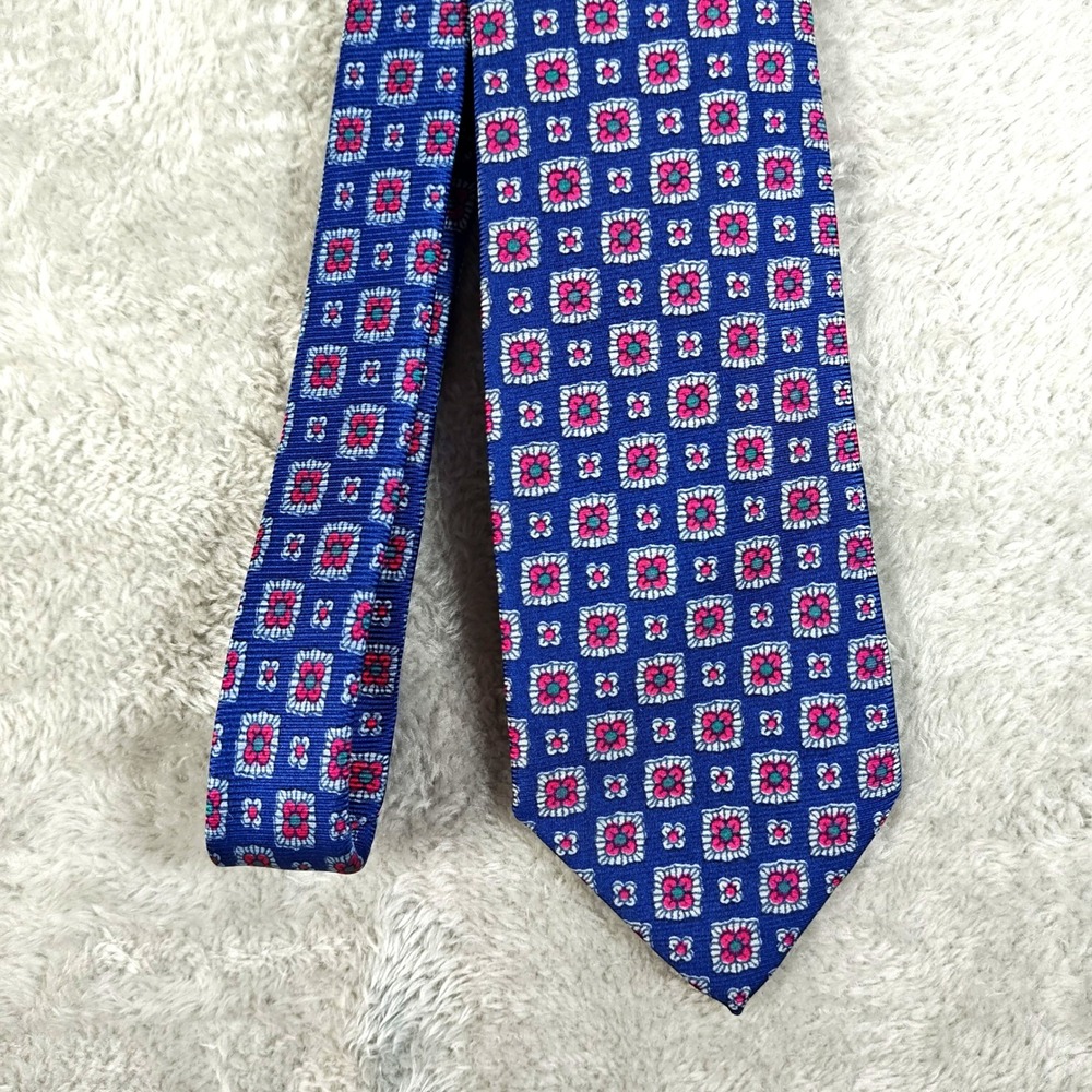 Vintage Polo Ralph Lauren Tie Mens Blue Red Floral Geometric Preppy Abstract 90s
